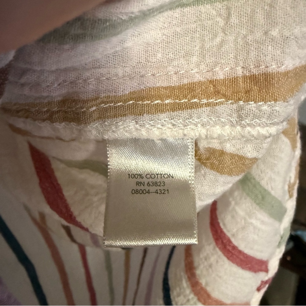 CJ Banks 100% Cotton Striped Button Down Shirt Coastal Cottagecore Top - Picture 5 of 6